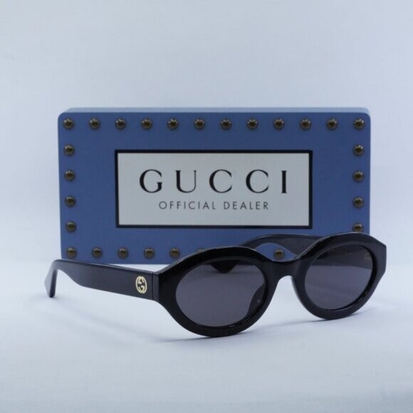 Gucci GG1579S 001 Oval Sunglasses - Black\\Grey main image 3